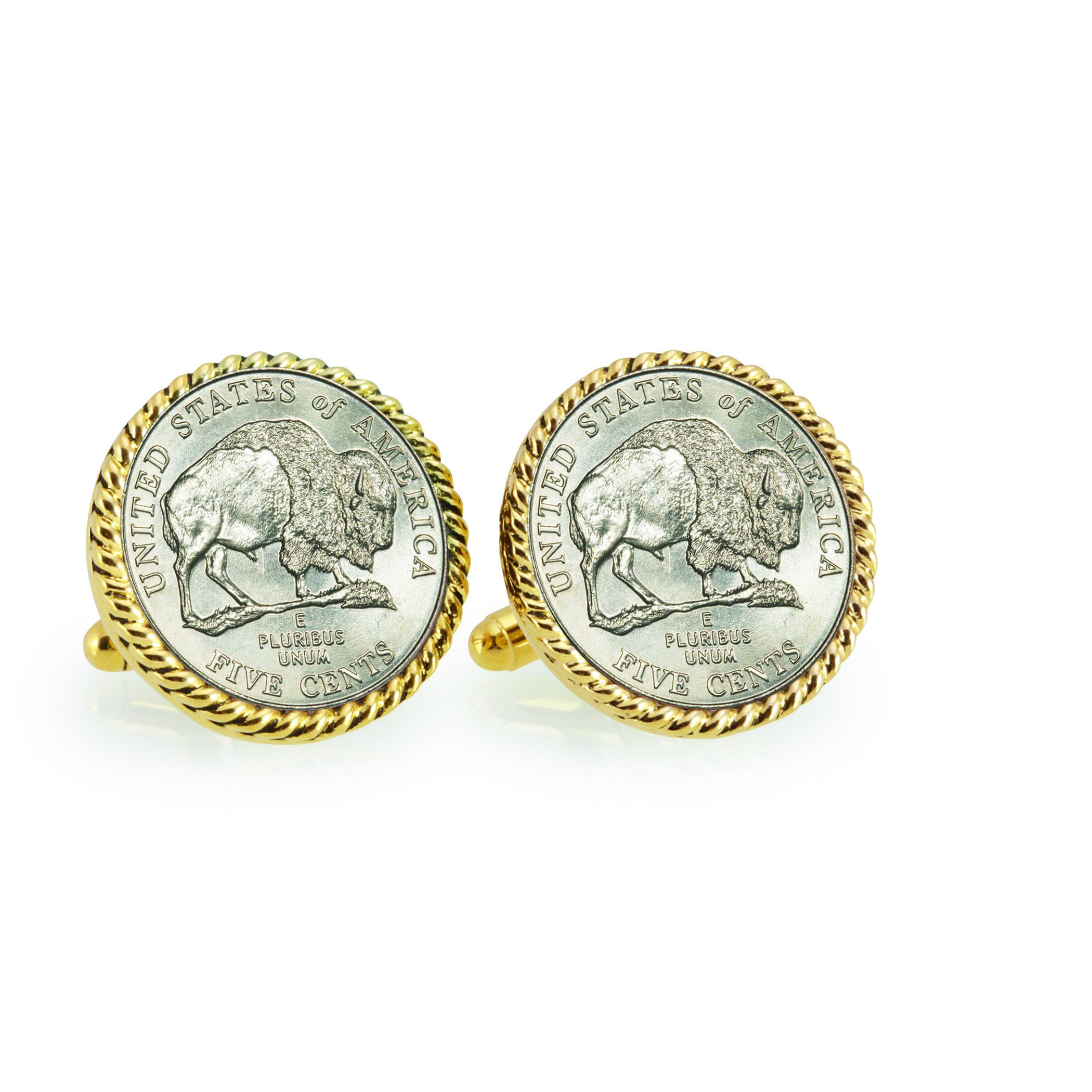 American Coin Treasures 2005 Bison Nickel Rope Bezel Cuff Links