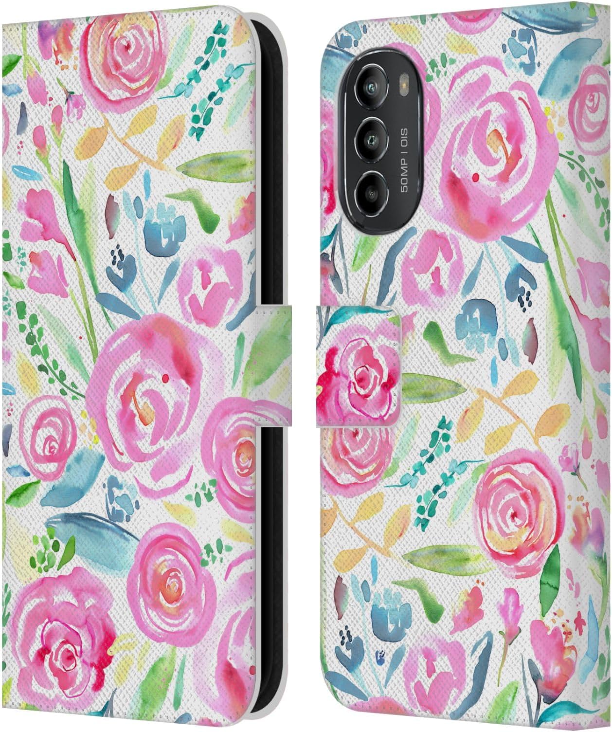 Head Case Designs Officially Licensed Ninola Spring Days Floral Leather Book Wallet Case Cover Compatible with Motorola Moto G82 5G