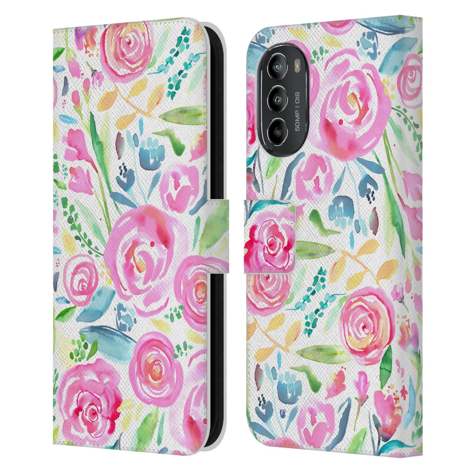 Head Case Designs Officially Licensed Ninola Spring Days Floral Leather Book Wallet Case Cover Compatible with Motorola Moto G82 5G