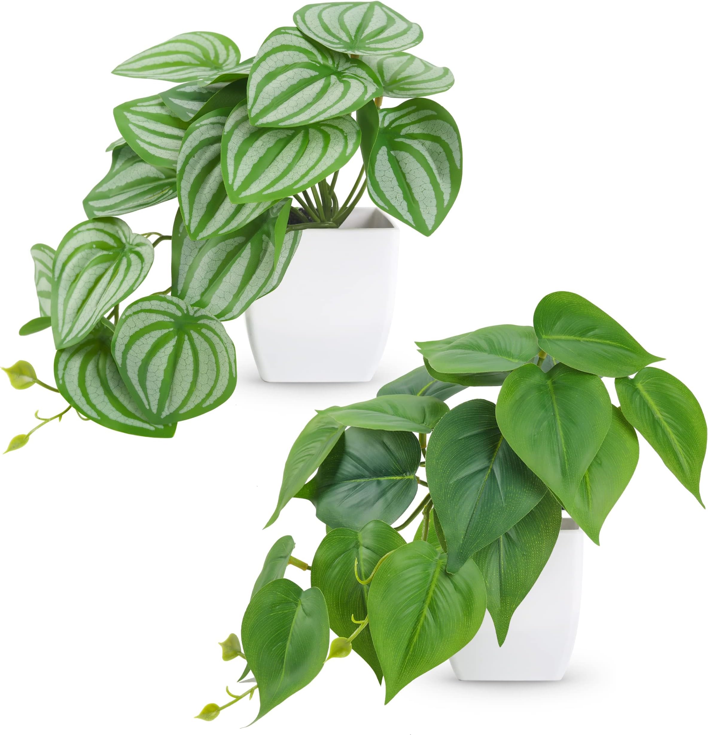 Der Rose 2Pcs Small Fake Plants Artificial Mini Faux Plants for Bathroom Office Desk Shelf Table Accessories Decor Indoor