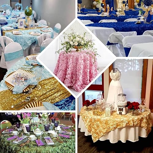 Miniatura 5 de Efavormart - Mantel cuadrado con diseño de roseta 3D, 72 x 72 pulgadas, color rojo, para bodas, fiestas, eventos, banquetes