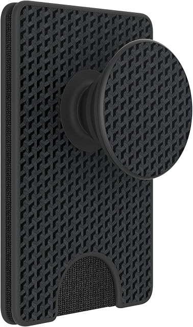 PopSockets PopWallet+ with Integrated Swappable PopTop - Black Carbon