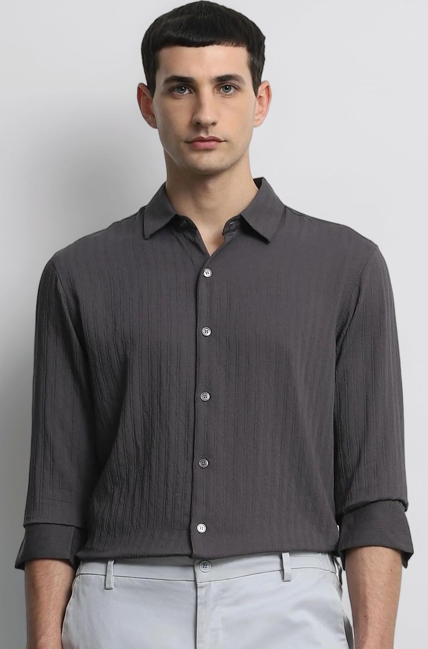 - Brown Solid Slim Fit Shirt