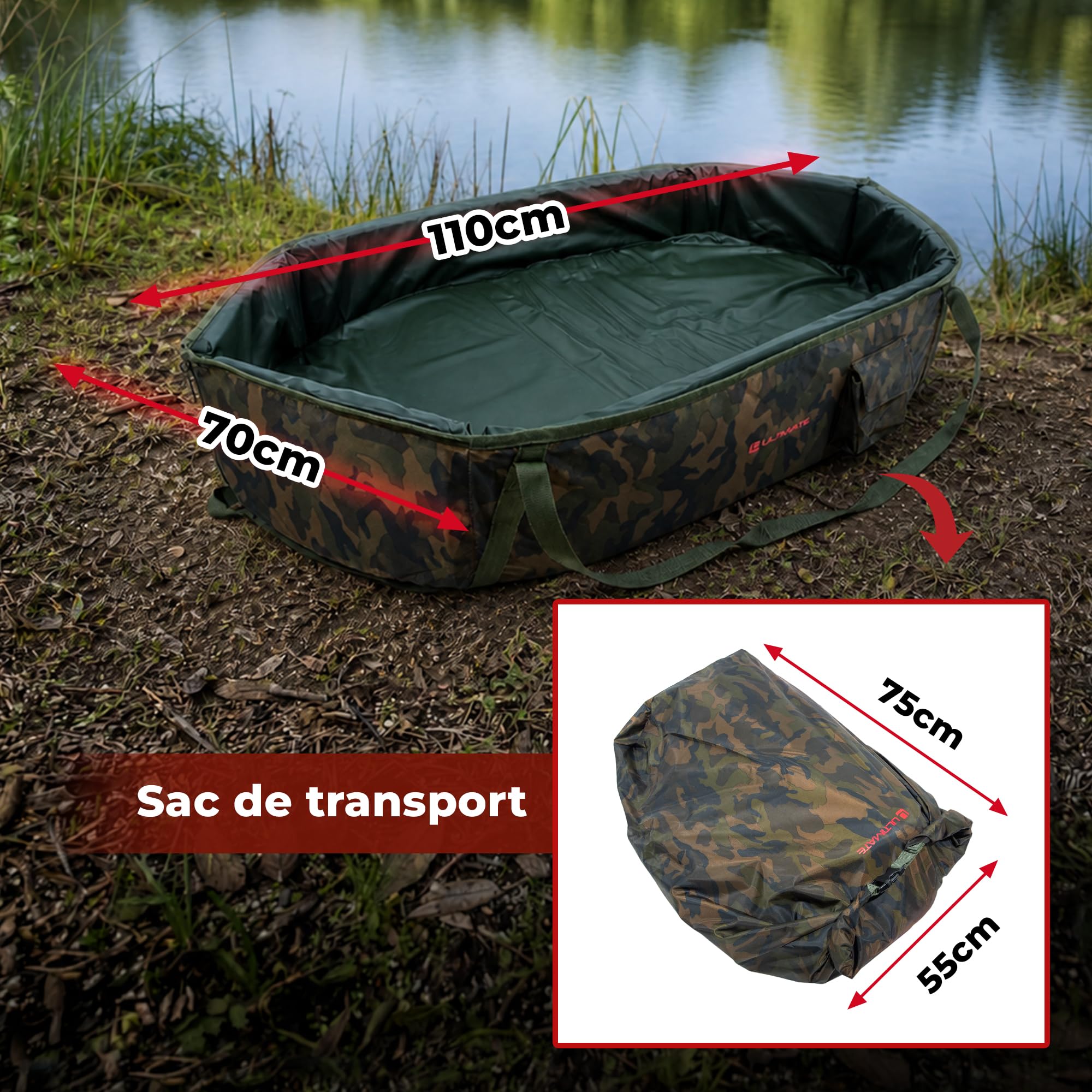 Ultimate Adventure Carp Cradle Camo - Sac De Conservation