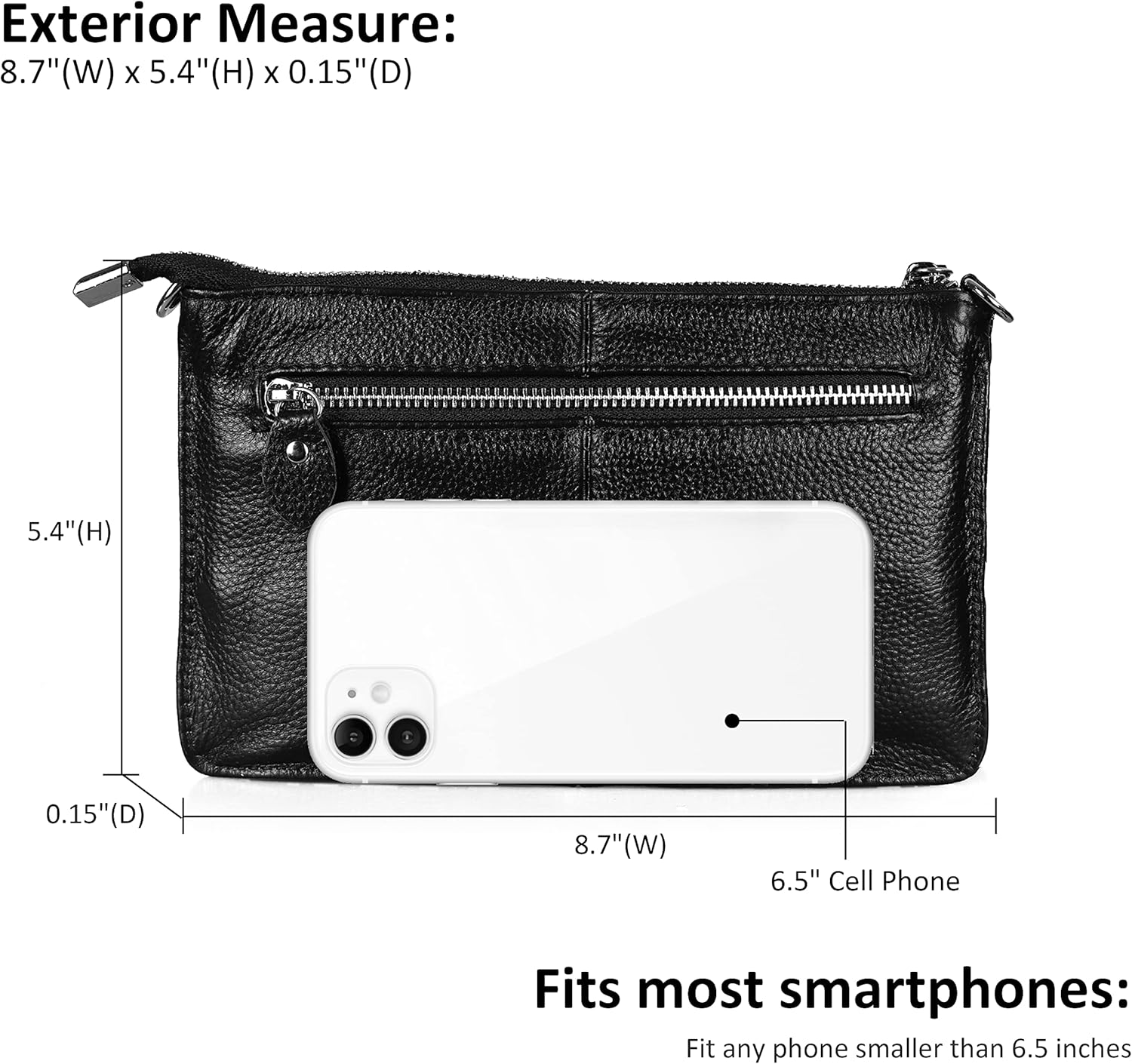 befen Genuine Leather Wristlet Clutch Wallet Purses Small Crossbody Bags for Women with RFID Blocking Card Slots - Image 5