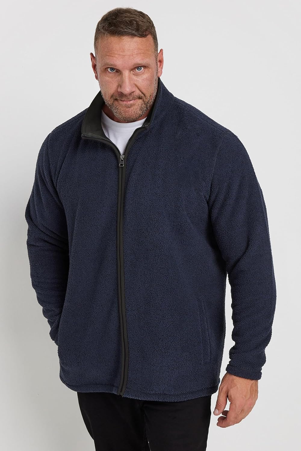 BadRhino Big & Tall Men's Textured Zip Through Fleece Grey