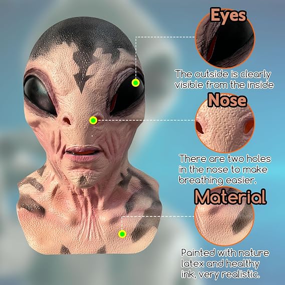 Alien Mask Latex Full Head Masks Adult Halloween Cosplay Costume Party Prop