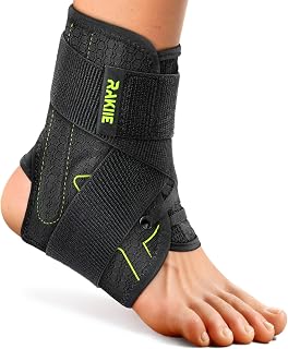 Ankle Stabilizer Brace for Women Men, Durable Foot Brace with Upgraded Strap, Ankle Wraps Support for Sprained, Achilles Tendonitis Relief, Suitable for Left/Right, Yellow L (10"-11"/11"-12")