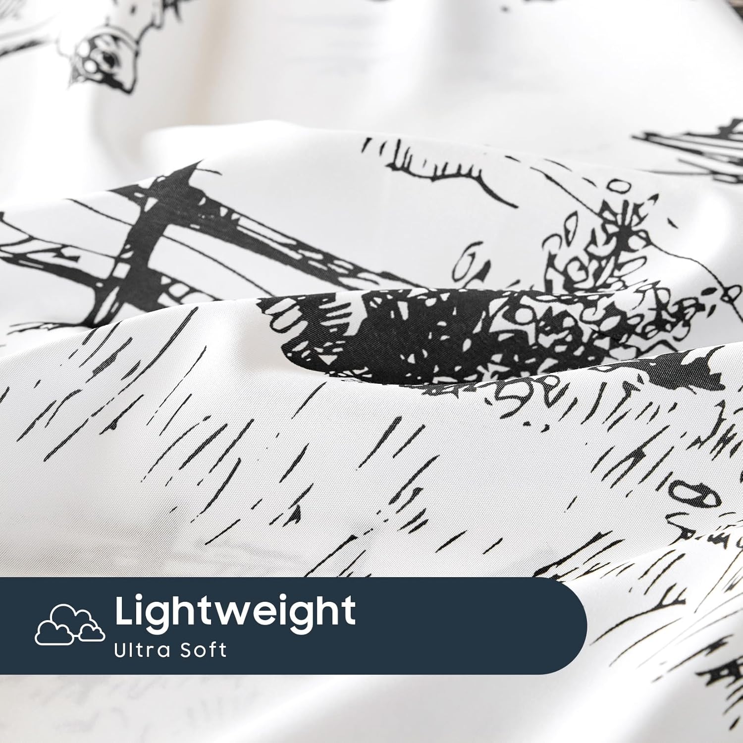 Wake In Cloud - Western Bed Sheets, 4-Piece Sheet Set, Rustic Ranch Life with Cowboy Southwestern Vintage Country Pattern Printed, Deep Pocket, Black White, King Size - Image 7