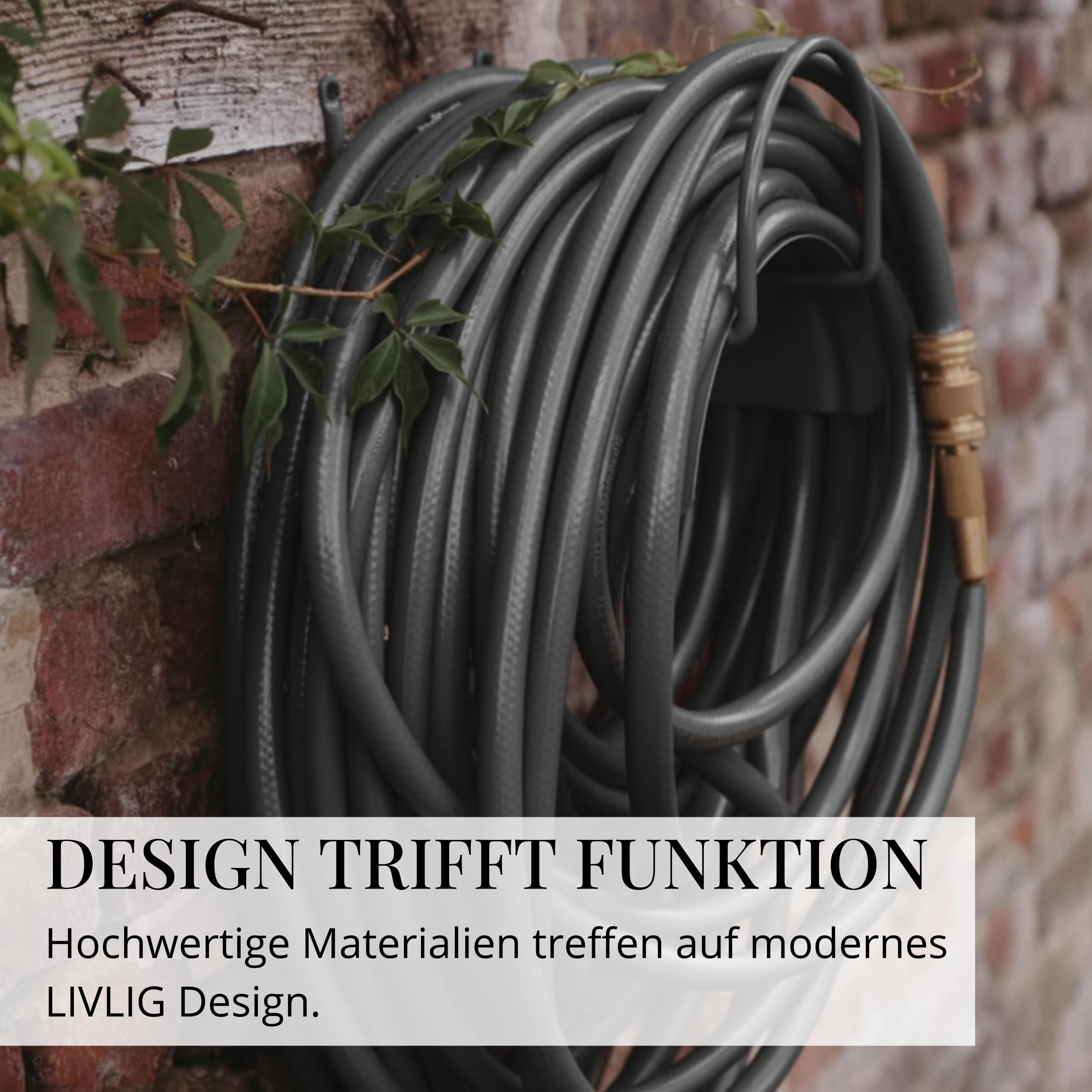 Livlig53 LIVLIG Schlauchhalter, Made in Italy Gartenschlauchhalter - aus pulverbeschichtetem Stahl geeignet bis 25 m Schlauch, Schlauchhalter Wand mit Schrauben und Dübeln, Anthrazit