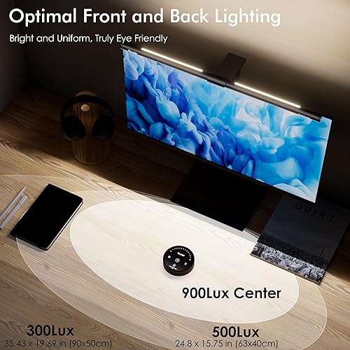 Miniatura 3 de Quntis Barra de luz para monitor de computadora con control remoto, monitor de cuidado de los ojos, luz de fondo de luz de escritorio para juegos de