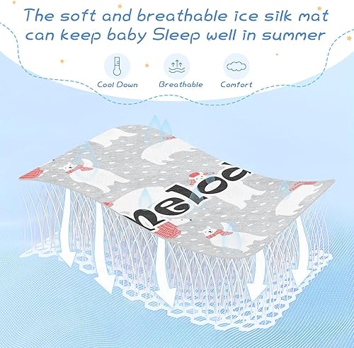 Miniatura 7 de Custom Cute Polar Bears Crib Mattress Protector Pad for Boys Girls Baby Ice Silk Mat Bed Playard Playpen Sheets Breathable Crib Mattress for Toddler