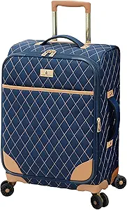 LONDON FOG Queensbury Softside Spinner Luggage, Navy, Carry-On 20-Inch