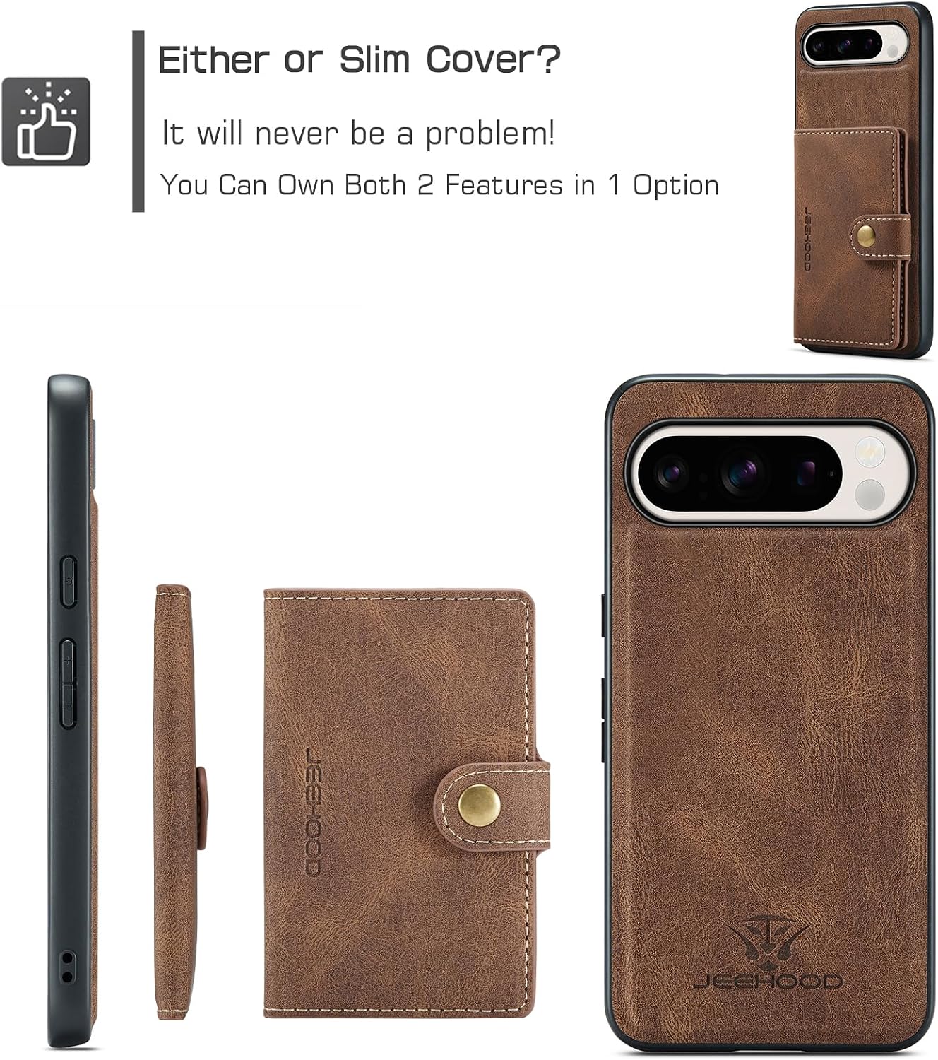 Wallet Case Fit for Google Pixel 10 Pro XL Detachable Magnetic Card Holder PU Leather Phone Case [Card Cash Slot] [Wireless Charging] Cover for Pixel 10 Pro XL 2025 (Brown) image 3