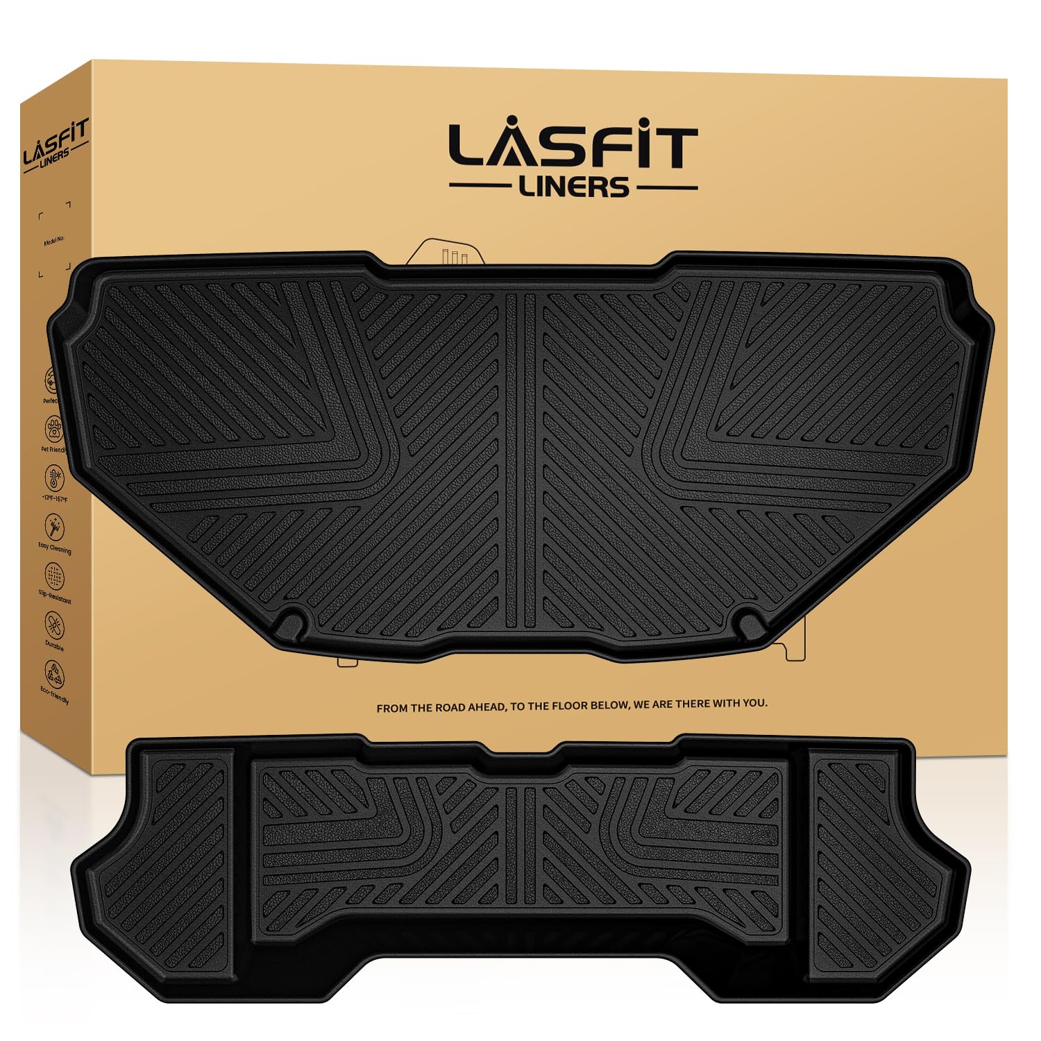 LASFIT Frunk &amp; Cargo Mats for Rivian R1T/R1S 2022-2024, Front &amp; Rear Liners