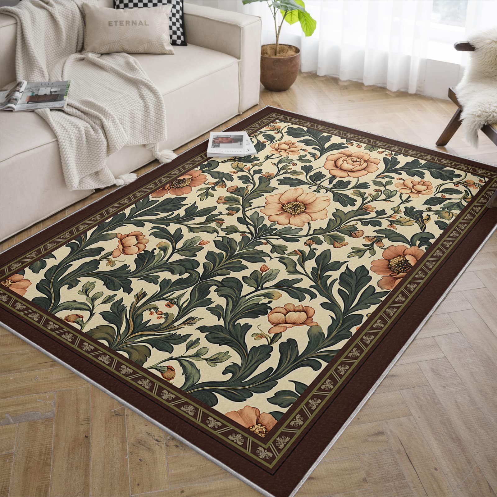 Tapis floraux botaniques antidérapants faciles à laver 80x150