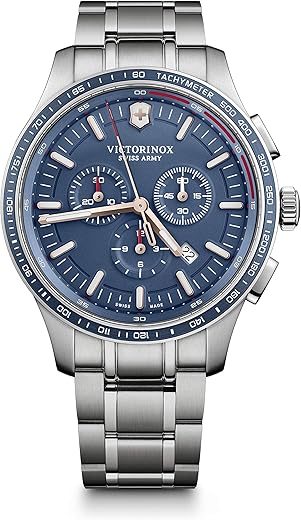 Victorinox Alliance, Chronograph, Stainless Steel Bracelet, Men’s Watch, 44 mm, Blue dial, Swiss Made
