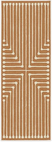 Miniatura 3 de RUGGABLE x Jonathan Adler - Alfombra de pasillo moderna lavable a máquina, cobre gota de tinta, 2.5 x 7, resistente a las manchas, antideslizante,