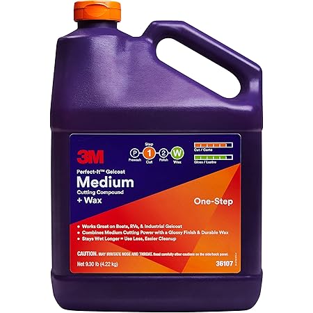 Amazon Com 3m Perfect It Gelcoat Medium Cutting Compound Wax 36107 1 Gallon One Step Process P1500 And Finer Scratches Fiberglass Oxidation Remover For Boats And Rvs Automotive