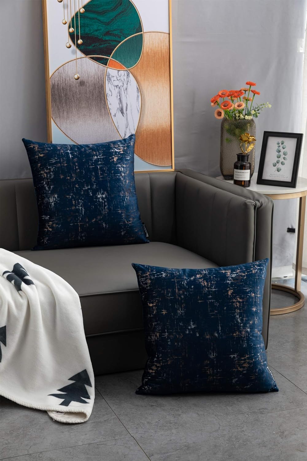 Nanhiking Velvet Soft tie-dye Throw Pillow Covers Navy Decorative Square 20x20inch Cushion Case for Sofa Bedroom Car 2 Pack(Navy 20x20) : Home & Kitchen