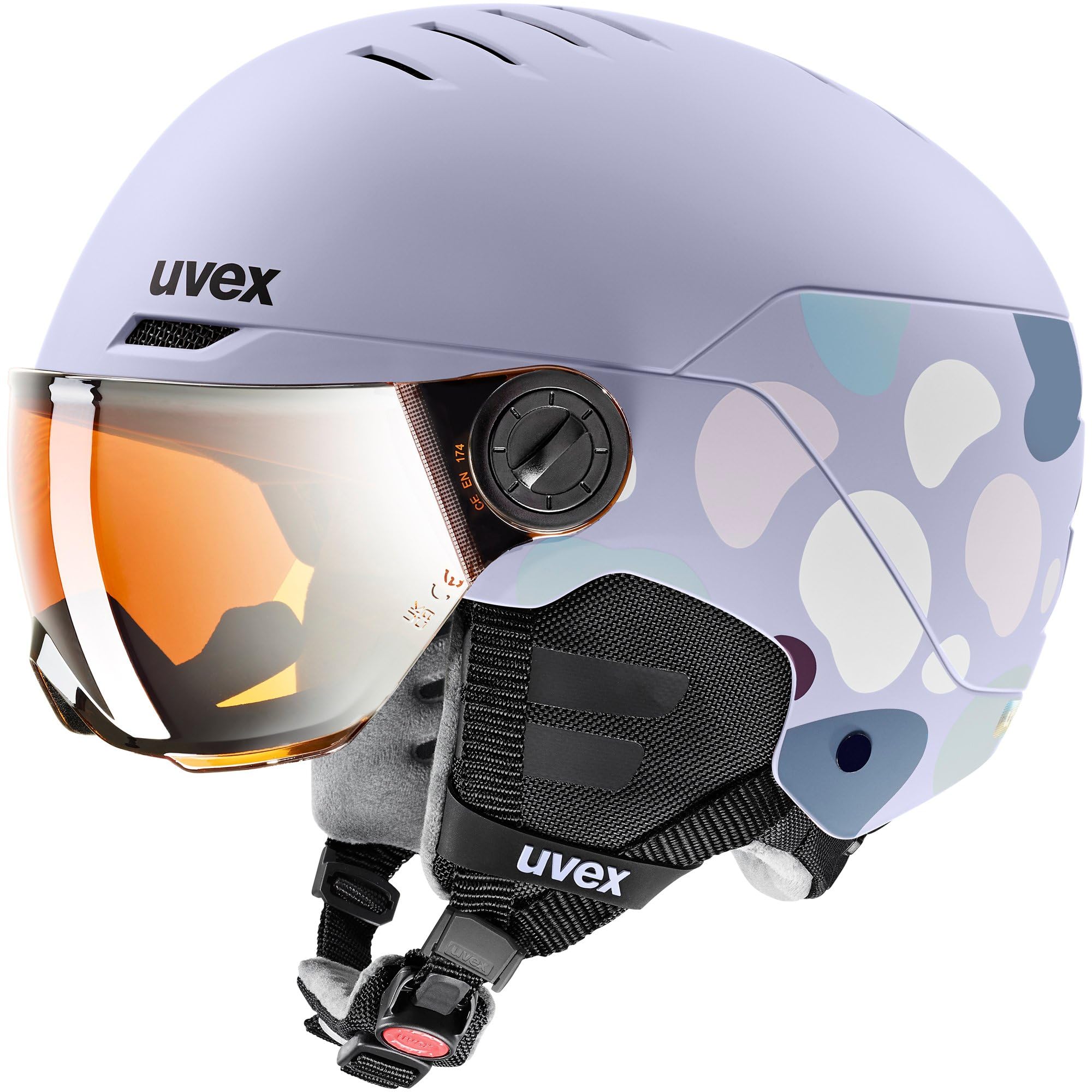 uvex Rocket jr Visor Kinderskihelm, cool Lavender Abstract matt