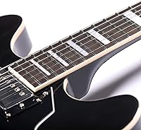 Vista 8 de Redid Semi-Hollow Body Electric Guitar RD-100 Jazz Guitar with F-Hole,Maple neck,humbucker Pickups (Black)