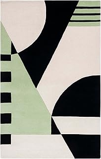 SAFAVIEH Rodeo Drive Collection Area Rug - 6' x 9', Black & Green, Handmade Mid-Century Modern Abstract Wool, Ideal for High Traffic Areas in Living Room, Bedroom (RD863Z)