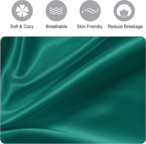 Miniatura 4 de Ciana Lujosa funda de almohada de satén para cabello y piel, juego de 2 fundas de almohada de satén, 1 máscara de ojos, 1 coletero, juego de sueño