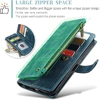 UEEBAI iPhone 16 Pro Tok Retro Cipzáras Bőr Flip Telefontok Mágneses Zárás Kártyatartó Állvány Pénztárca Kék 5