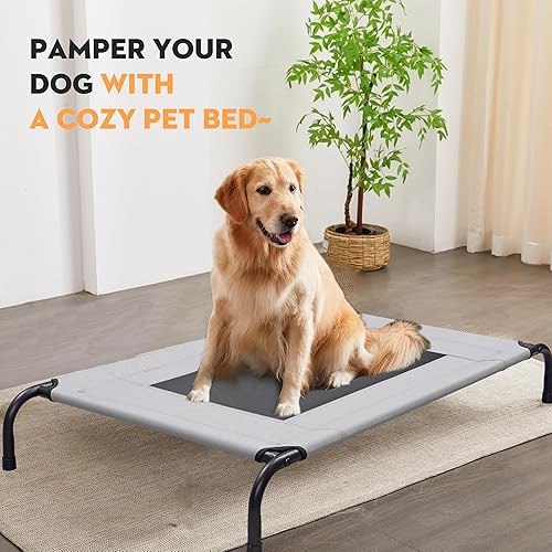 Miniatura 8 de Cama elevada para perros al aire libre para perros grandes y medianos, fácil de limpiar, transpirable, cómoda, resistente, duradera, cama elevada