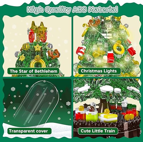Miniatura 3 de Mould King Caja de música para árbol de Navidad, regalo de juguete de construcción, caja de música con bloques de construcción de luz LED, juguetes