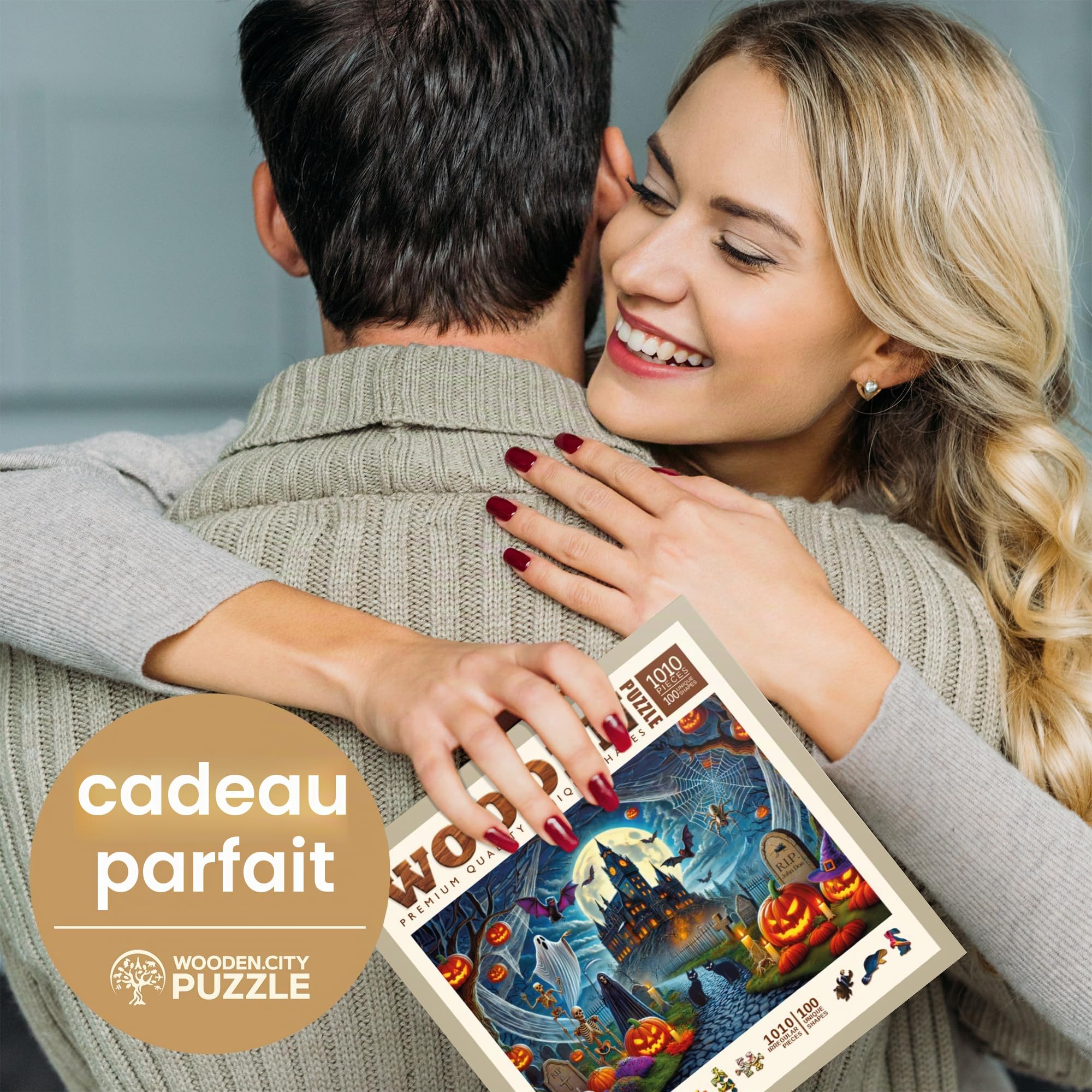 WOODEN.CITY Puzzle d'Halloween en bois 1000 pièces | 54 x 39,4 cm | Fabriqué en UE