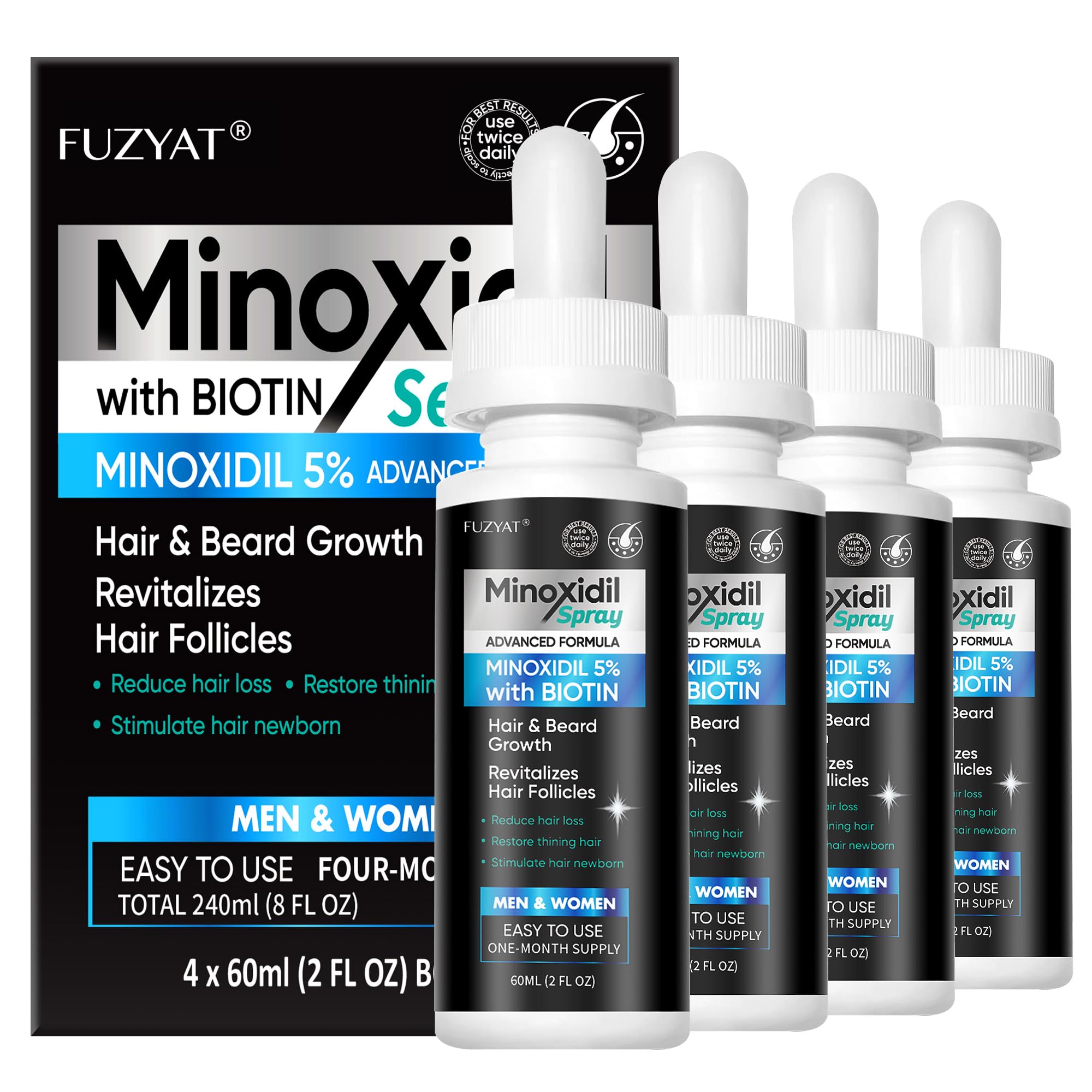 5 Minoxidil Hair Regrowth Treatment Serum for Men and Women Biotin Castor Oil Enriched Hair Regrowth Treatment Strengthens