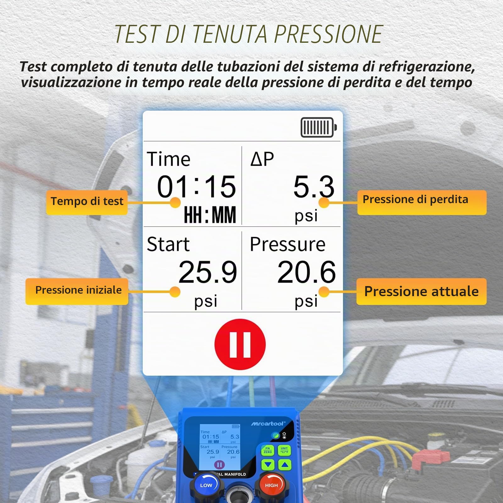 Refrigerante aiuto per il montaggio, distributore digitale con 92 refrigeranti, dati digitale, indicatore refrigerante, L205 HVAC R32 R134A R12 R410A R11