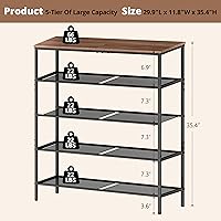 Vista 3 de Shoe Rack for Entryway, 5-Tier Metal Shoes Rack for Front Door Entrance, 16-20 Pairs Shoe Stand Organizer Sturdy Free Standing Industrial Shoe Shelf