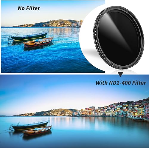 Miniatura 6 de Filtro ND variable de 2.283in, GREEN.L ultra delgado ND2 a ND400 (1-9 paradas) filtro de densidad neutra ajustable para lente de cámara, con bolsa