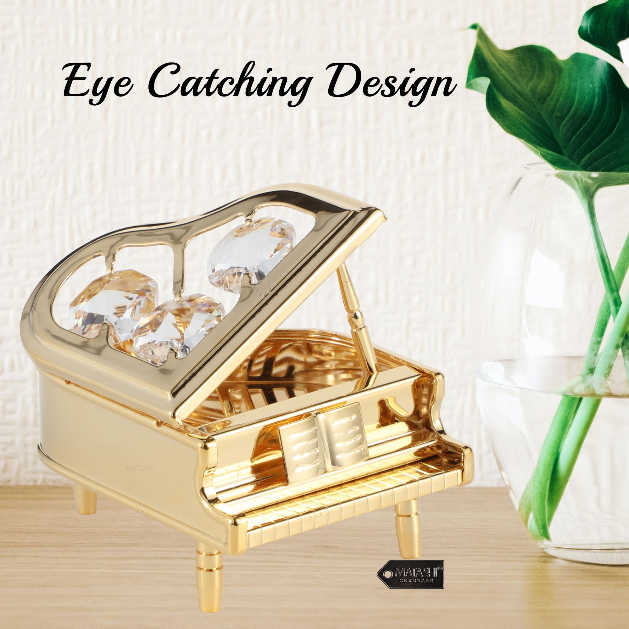 Matashi - Decorazione Natalizia Unicorno In Oro 24K E Cristallo, 7,5 Cm, Portafortuna Mistico In Confezione Regalo Di Lusso Con Sacchetto Di Velluto