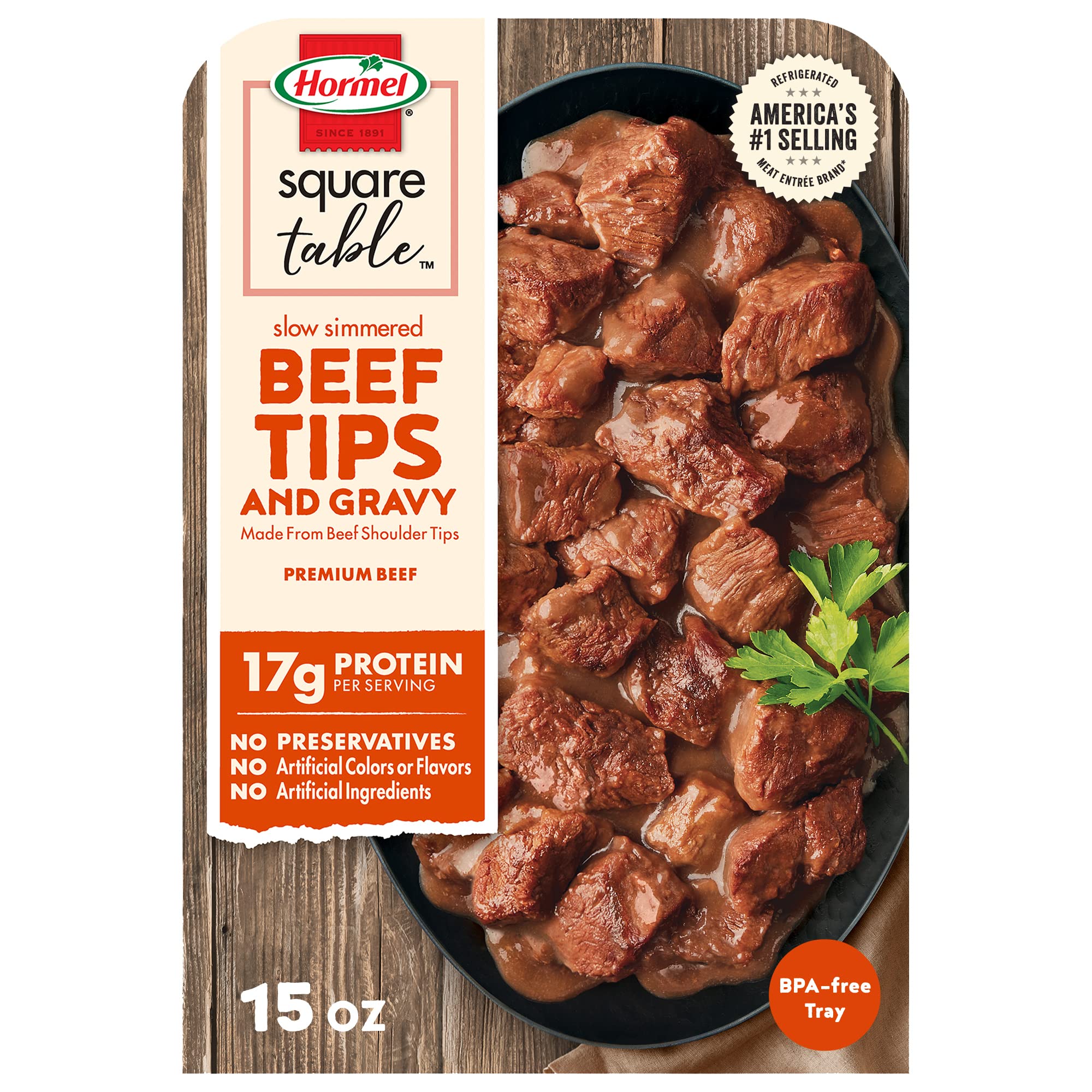 Hormel Square Table Slow Simmered Beef Tips Gravy Refrigerated Entree 15 Oz