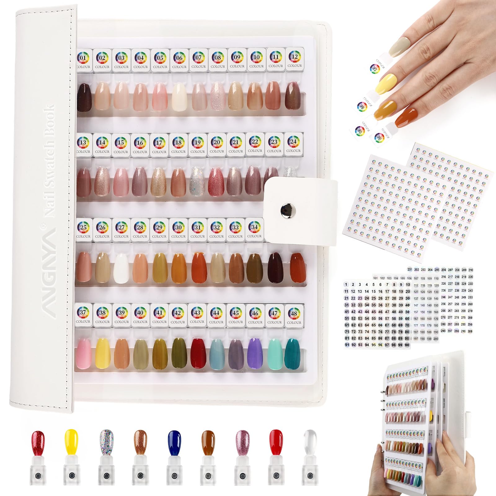 ANGNYA Magnetic Nail Swatch Book for Nail Color Display