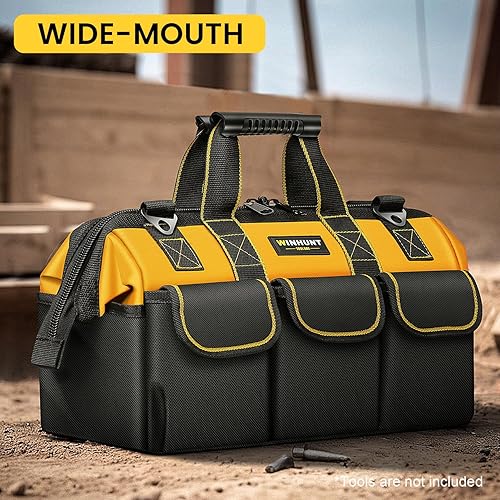 Miniatura 8 de Bolsa de herramientas, organizadores de herramientas de boca ancha de 18 pulgadas, bolsa de herramientas grande de 600 denier para bricolaje y