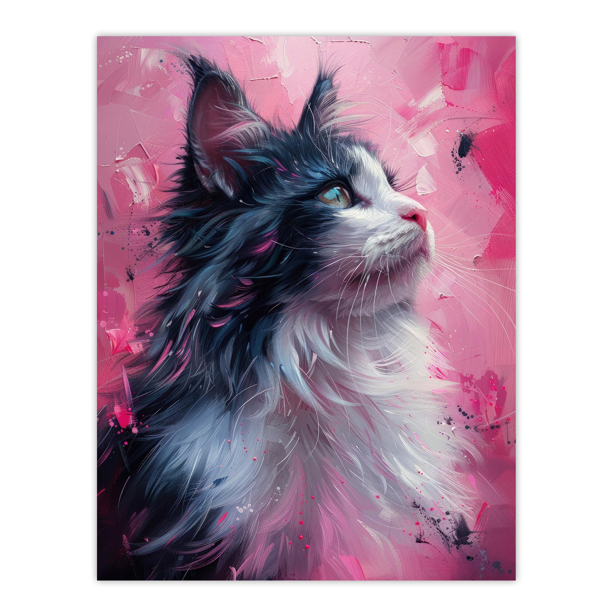 Artery8 Unframed Wall Art Mainecoon Cat In Hot Pink Painting Animal Lover12X16 Inch from B&Q