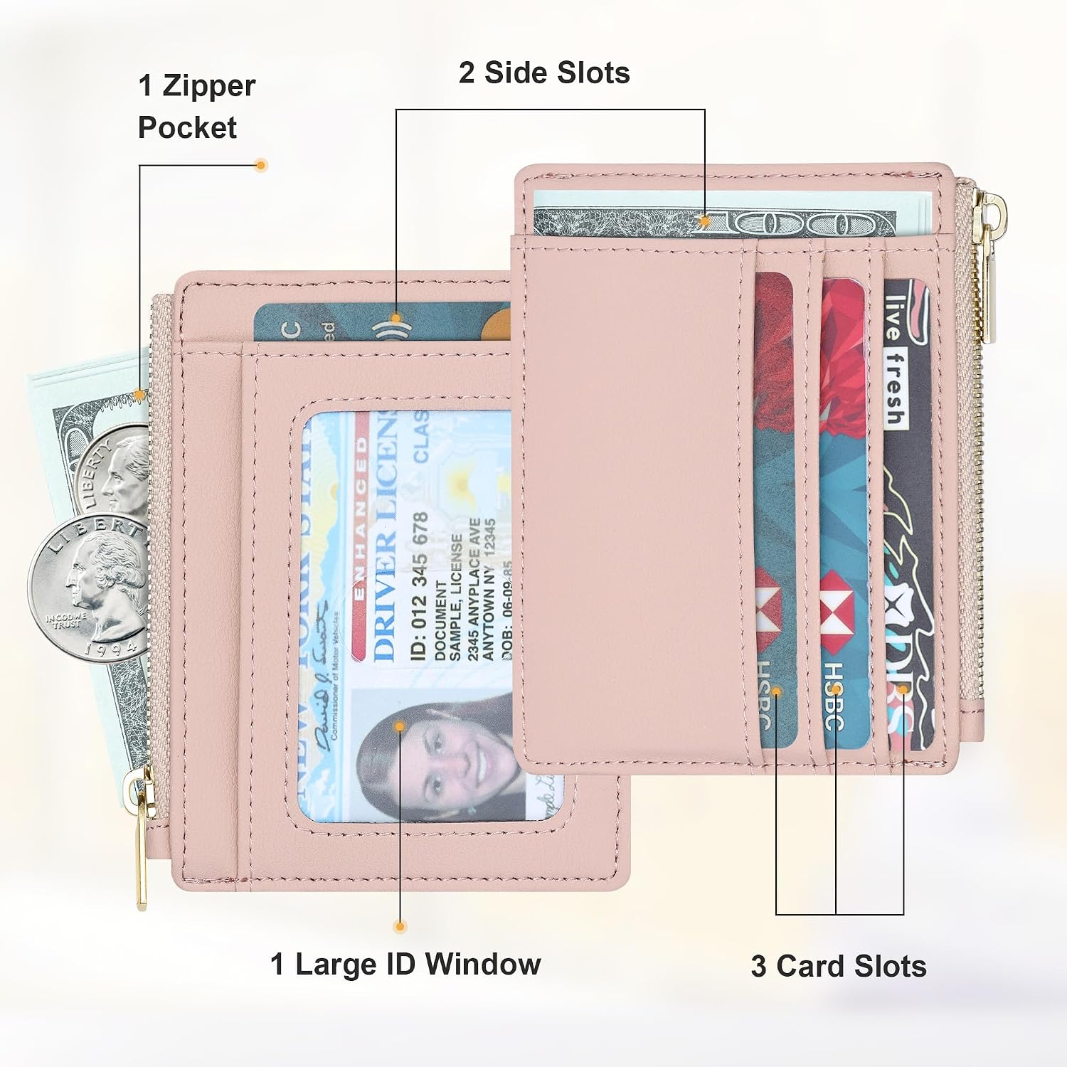 Sodsay Card Case Slim Front Pocket Wallet for Women Credit Card Holder with Keychain | Slim, Credit Card Holder, Front Pocket, with Keychain image 2