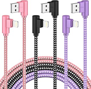 iPhone Charger Fast Charging 3Pack Lightning Cable 10FT [Apple MFi Certified] iPhone Charger Cord 90 Degree iPhone Charger for iPhone 14 13 12 11 Pro Max XR XS X 8 7 and More