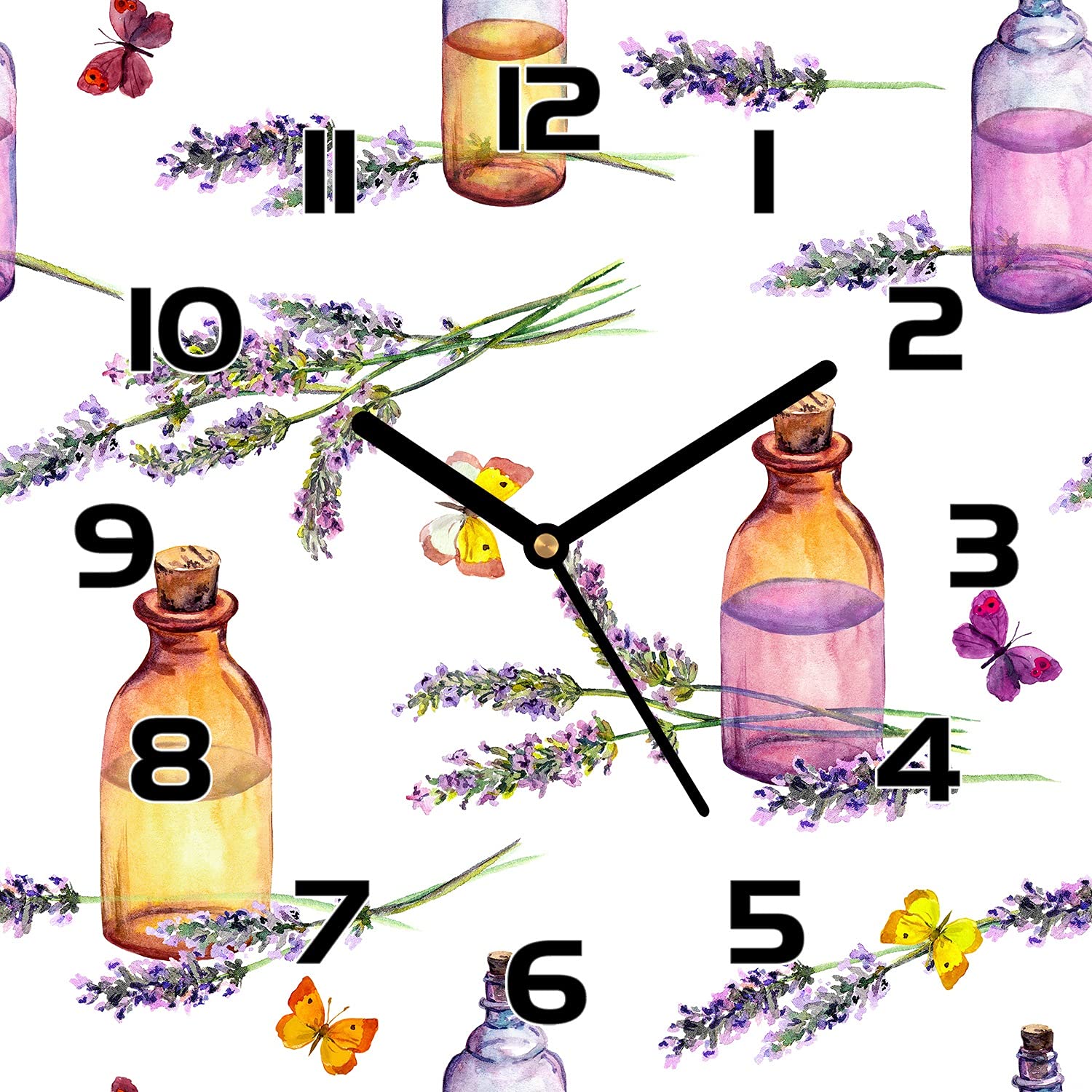 Horloge Verre Sécurité Cuisine Lavande Horloge Murale Moderne 30x30 cm