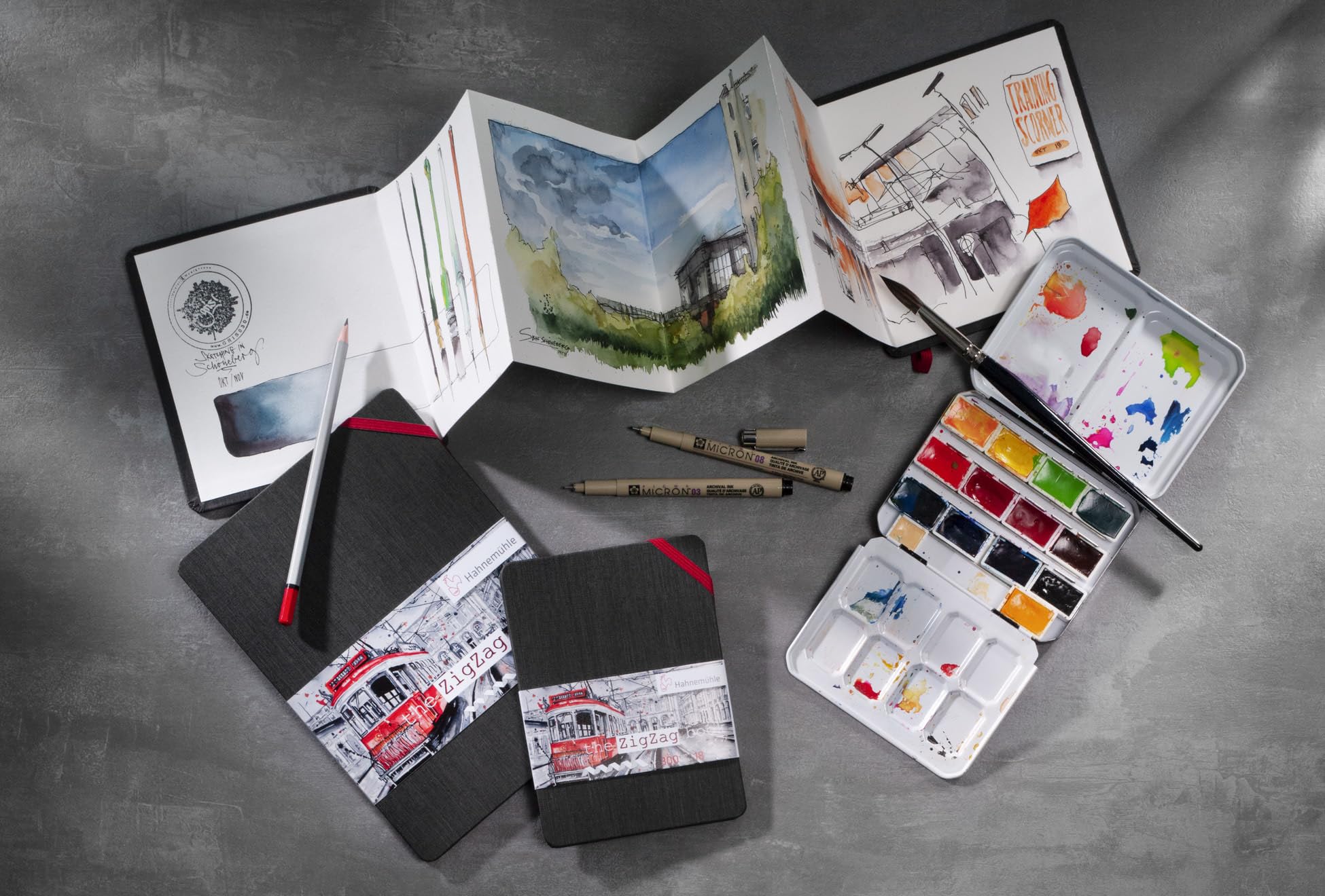 Hahnemühle ZigZag Book Leporello Libro acquerello con superficie a grana fine, 300 g/m², 18 pagine, 14 x 14 cm