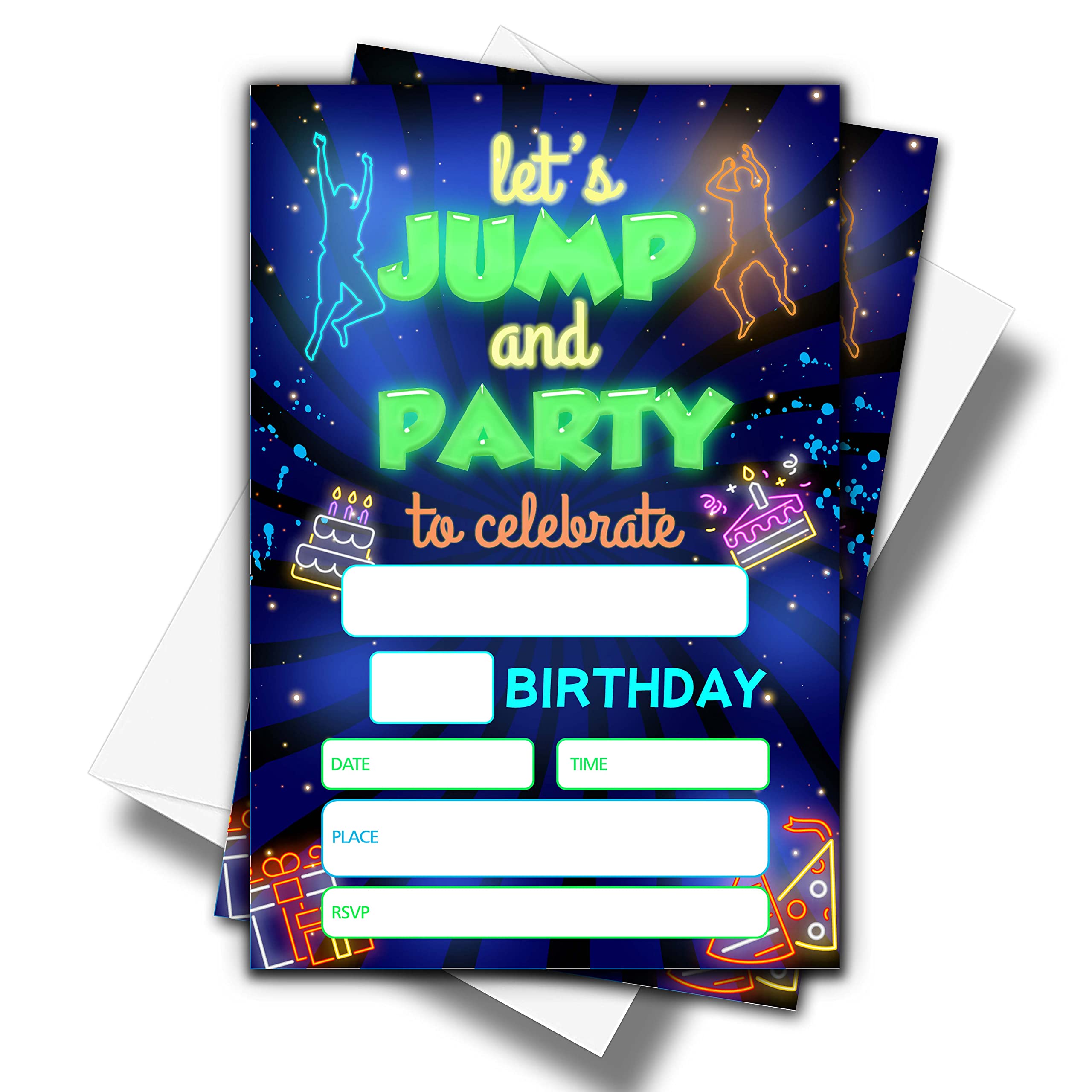 ONDTOM Jump Trampoline Birthday Party Invitations With Envelopes(4