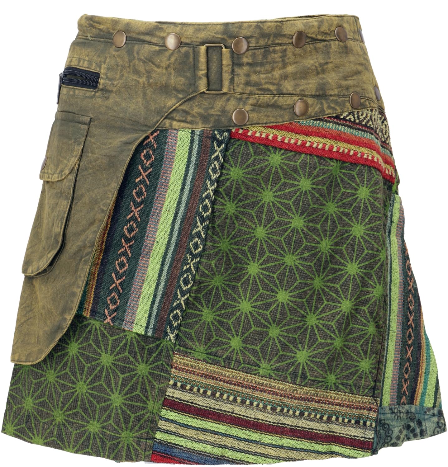 Wickelrock, kurzer Rock, Stonewash Patchworkrock, Damen