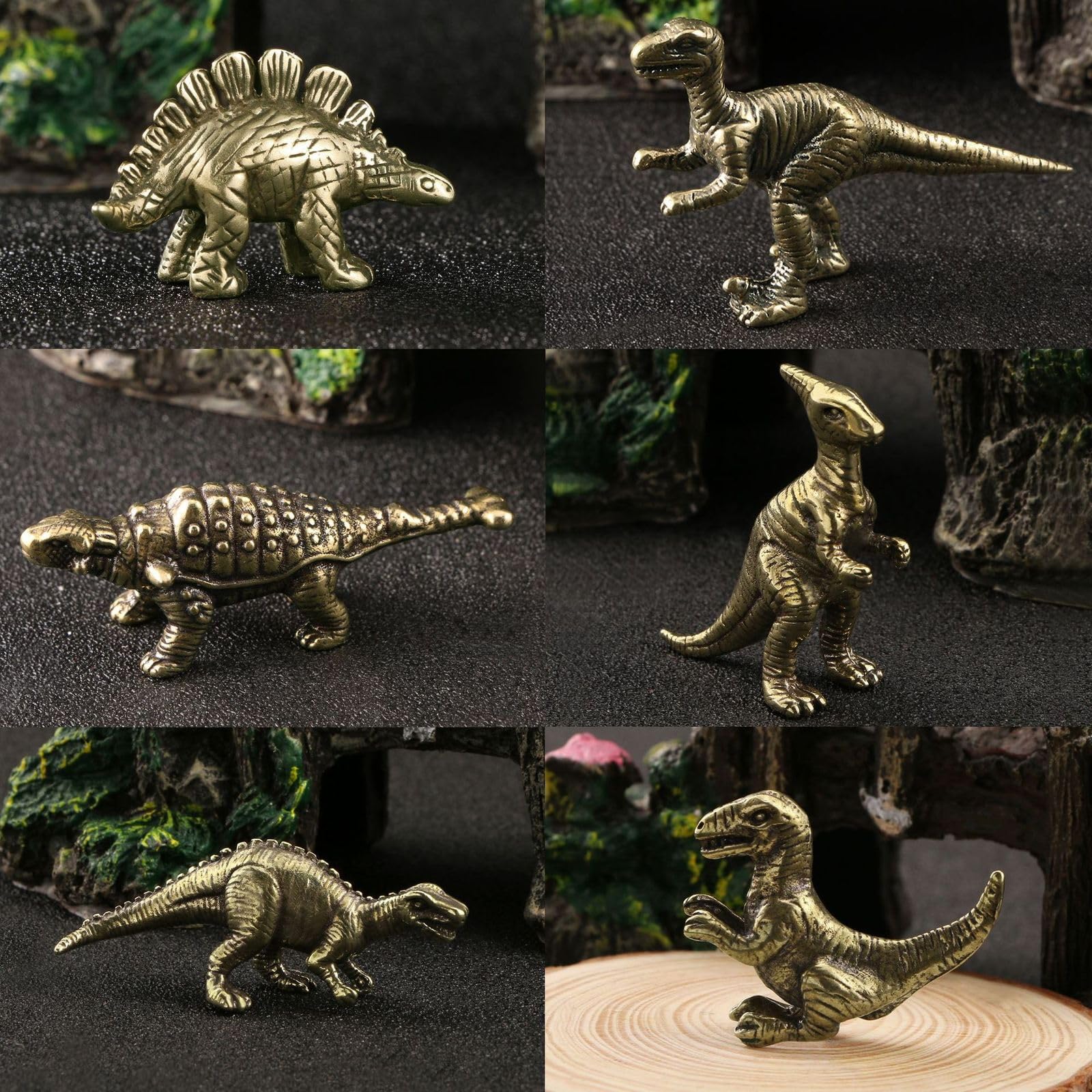 YANGPZFC Small Copper Dinosaur Souvenir Ornament Brass Statue For Desk Decor, Handcrafted Vintage Sculpture, 1