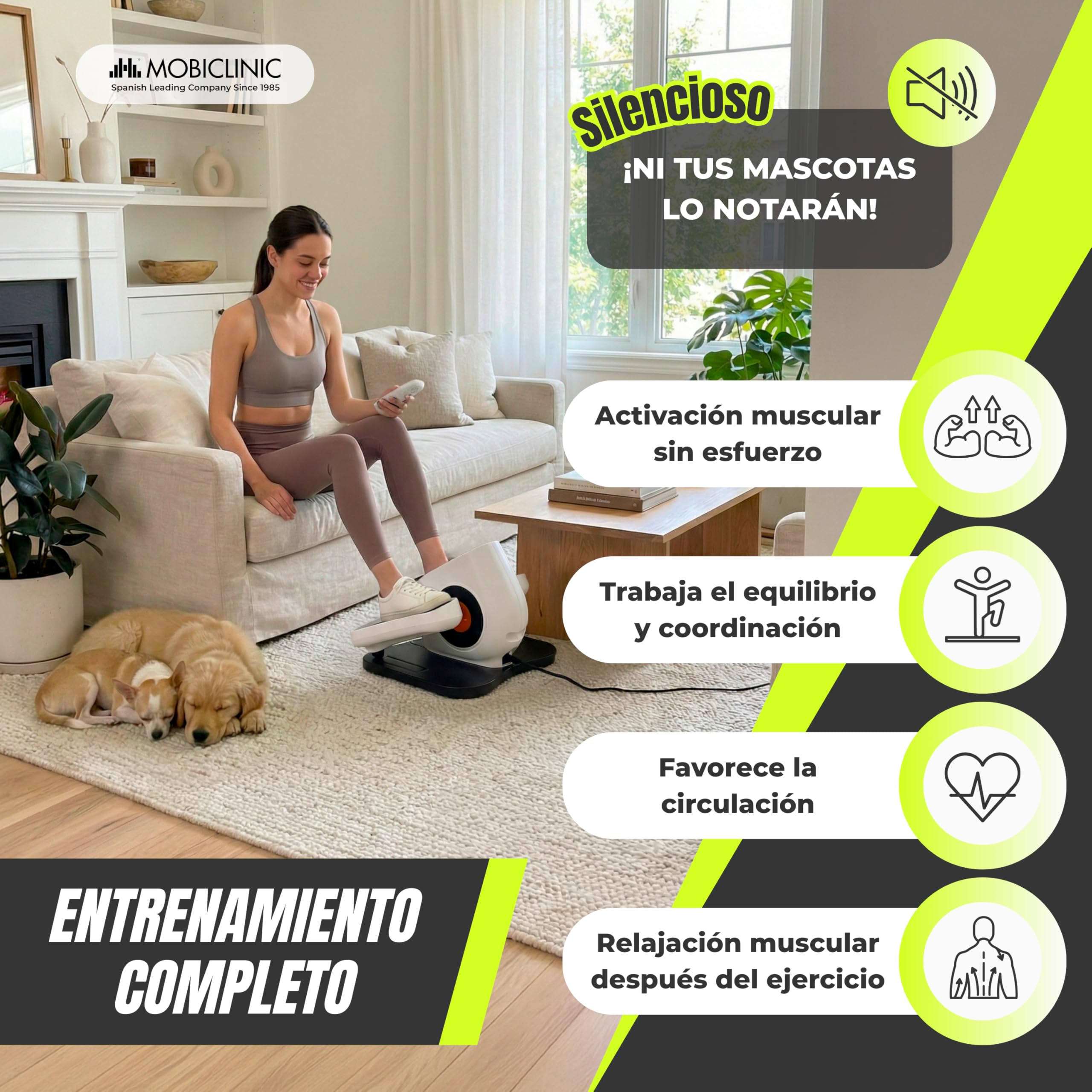 Mobiclinic®, Mini Elíptica Eléctrica, Modo Manual y Automático, Pantalla LED, Mando a Distancia, 10 Velocidades, Pedaleo Bidireccional, Silencioso, Antideslizante, Hogar y Oficina, Mobidal
