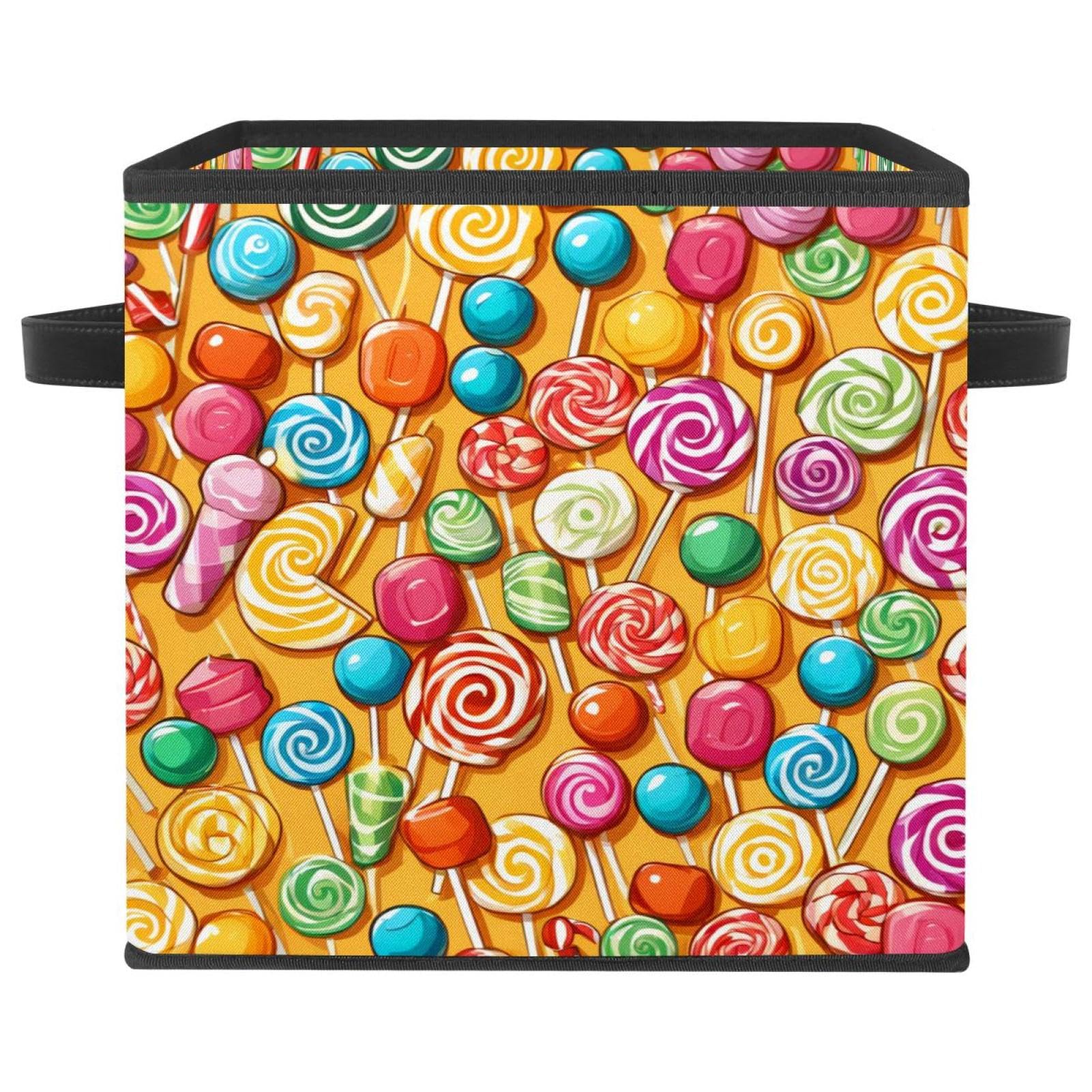 Boîte de rangement pliable motif bonbons jaunes pour placard et chambre